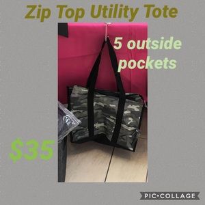 Camp Zip Top Utility Tote Thirty- One NWT